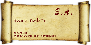 Svarz Azár névjegykártya